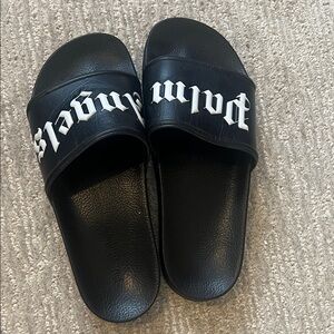 Palm Angels Black Slides with White Logo
